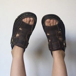 Dr. Martens Brown Leather Platform Sandals